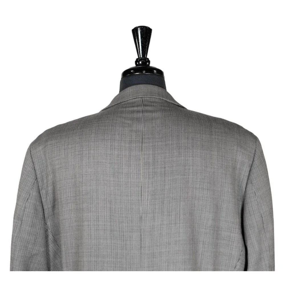 Chaps Ralph Lauren Mens Blazer Gray Check 100% Wool Lined Jacket Sport Coat 44R